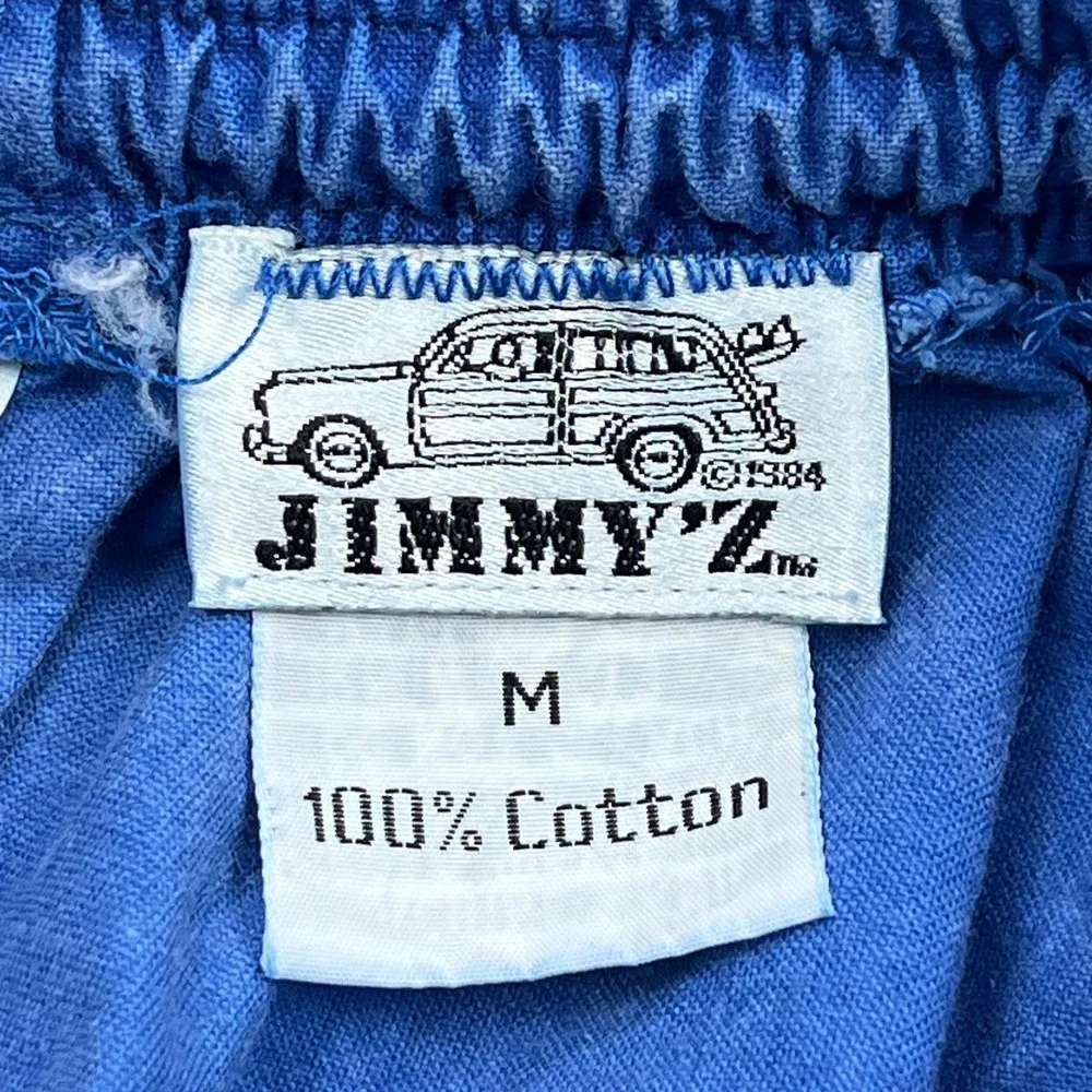 VTG Jimmy'Z Shorts Mens Medium Blue Neon Graphic Skater Surf Elastic Waist Beach